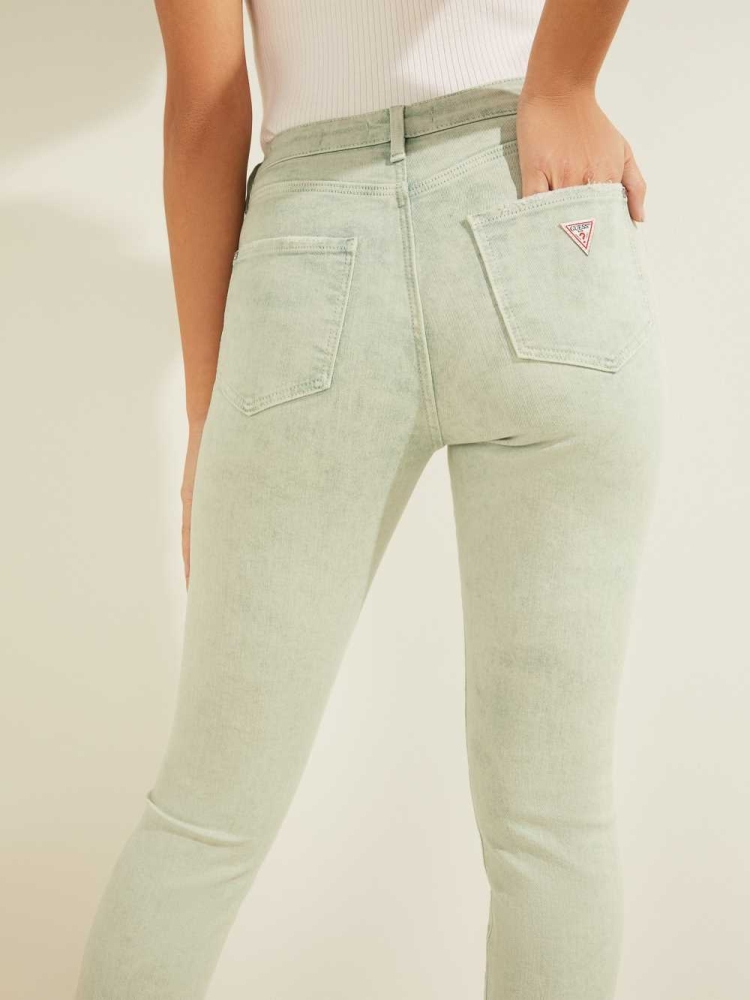 GUESS Super-High Rise Ultimate Skinny Women's Jeans Green | UK2094PAZ