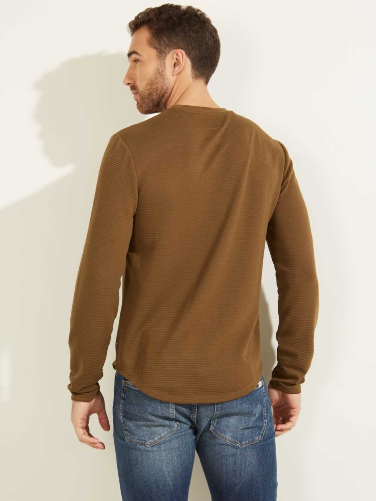 GUESS Textured Jersey Crewneck Men's Sweatshirt Green | UK4078NVS