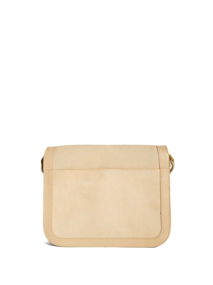 GUESS Thea Medium Flap Leather Women's Crossbodies Beige | UK8391NQM