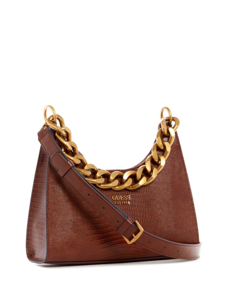 GUESS Tullia Hobo Women's Crossbodies Black Brown | UK6047EGW