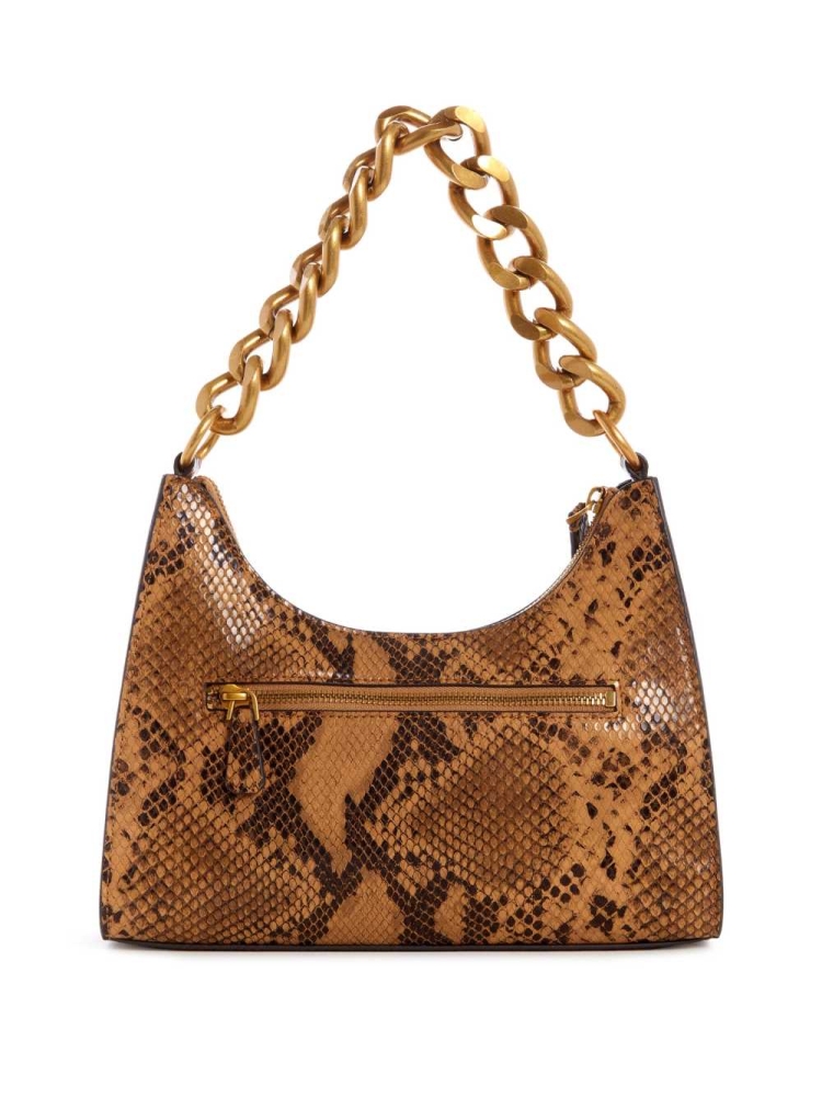 GUESS Tullia Python Hobo Women's Shoulder Bags Brown | UK4710OIF