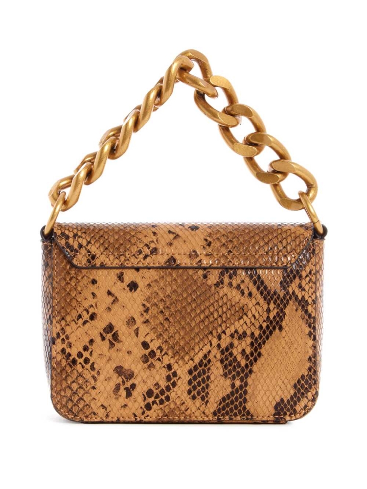 GUESS Tullia Python Mini Women's Crossbodies Brown | UK6721XZC