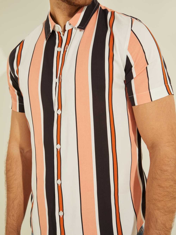 GUESS Vision Striped Men's Shirts Multicolor | UK4983PFU