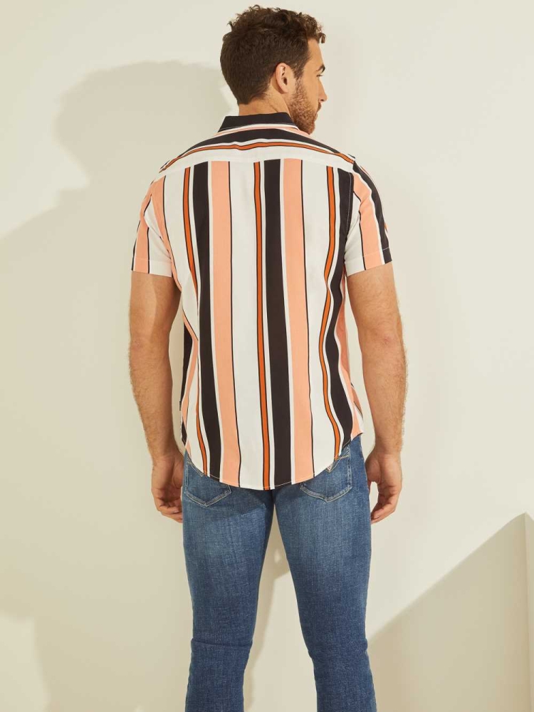 GUESS Vision Striped Men's Shirts Multicolor | UK4983PFU